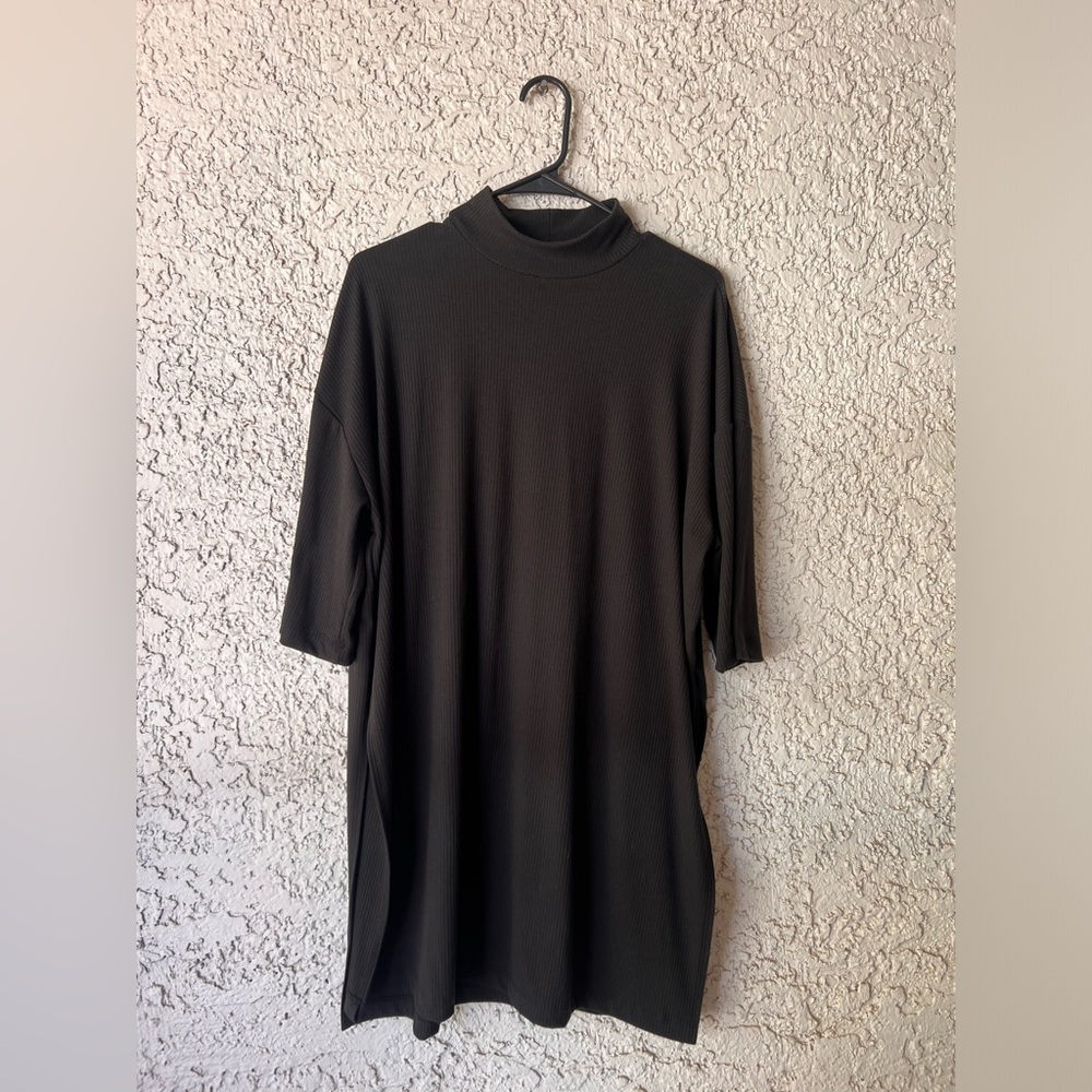 Oversized Black Mock Neck Top